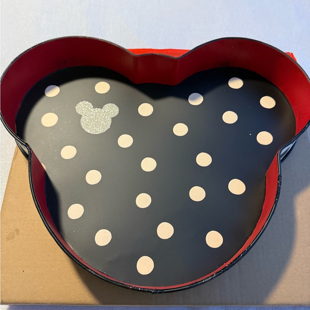 Disney Mickey Head Silhouette-Shaped Tray with Polka Dots